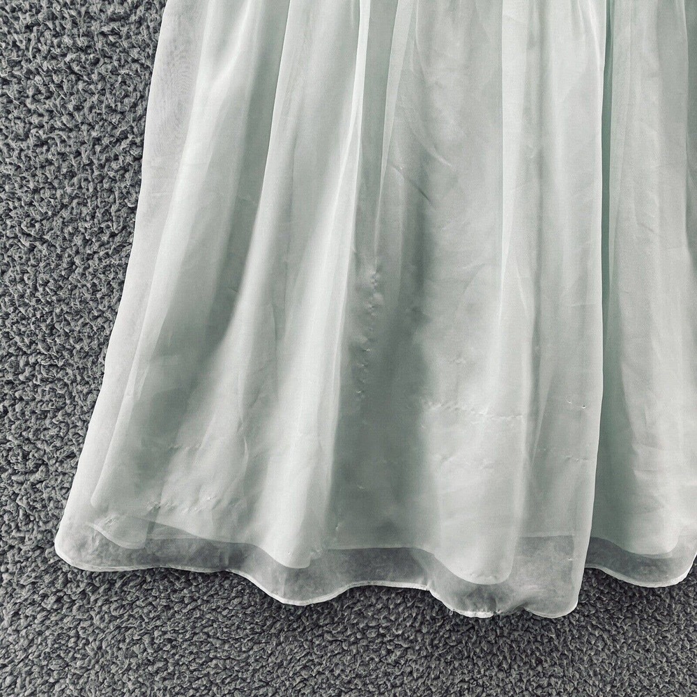 Quillaree Dress Pale Green Chiffon Wedding Special Event Layered Mini - Picture 4 of 15